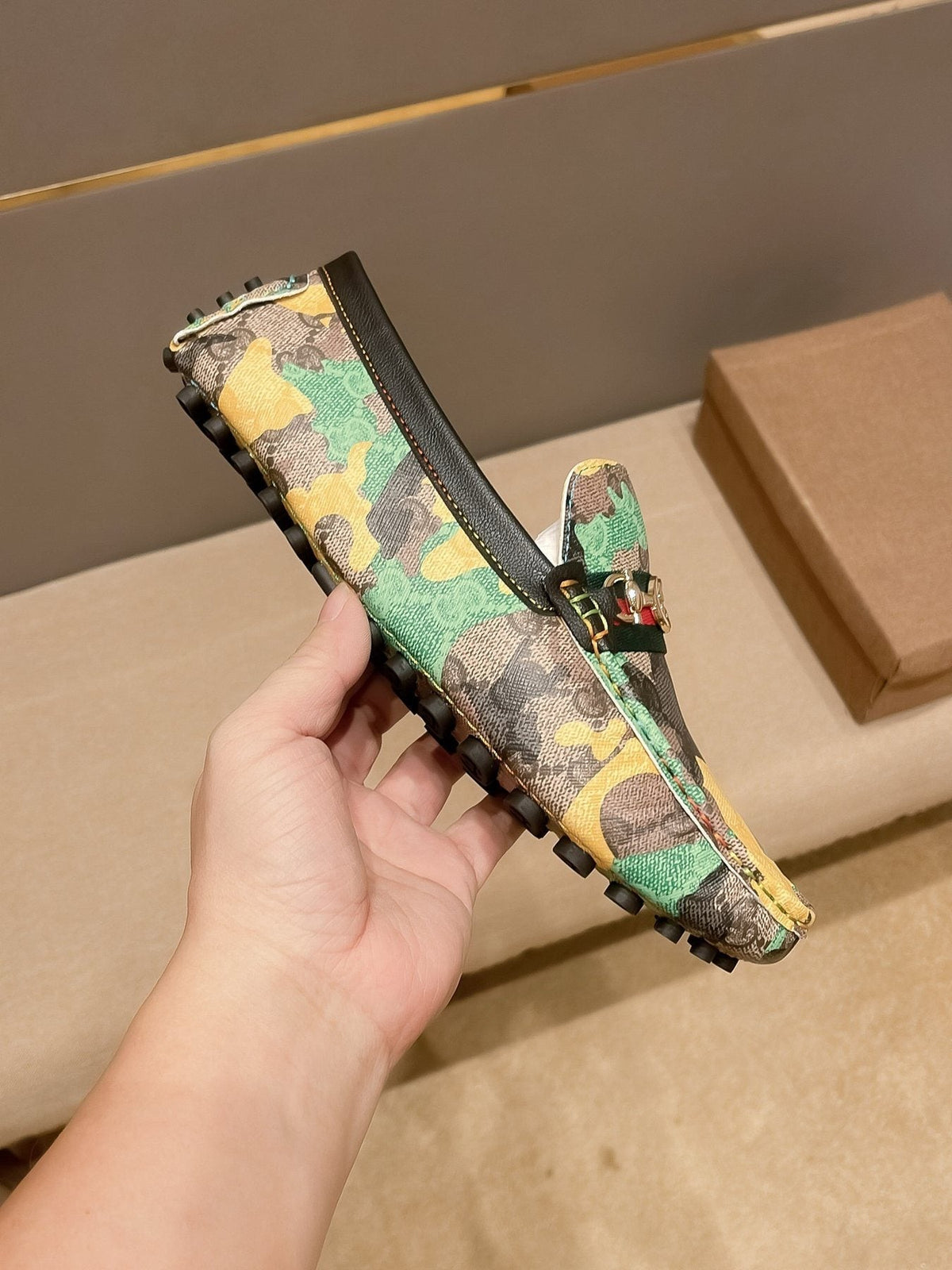 Gucci Patterned Metal-Accent Loafers