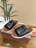 Loro Piana Men's Leather Slide Sandals - Rubber Outsole