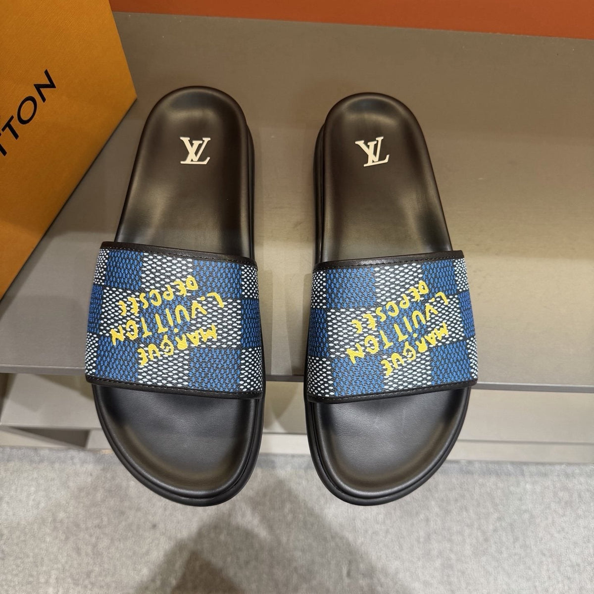 Louis Vuitton Multicolor Logo Slide Sandals