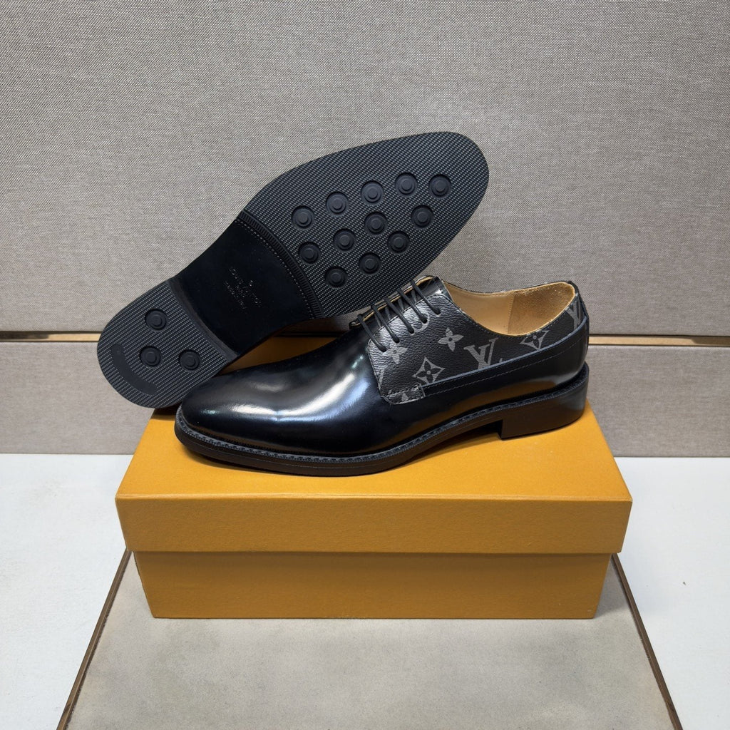 Louis Vuitton Patterned-Panel Lace-Up Dress Shoes