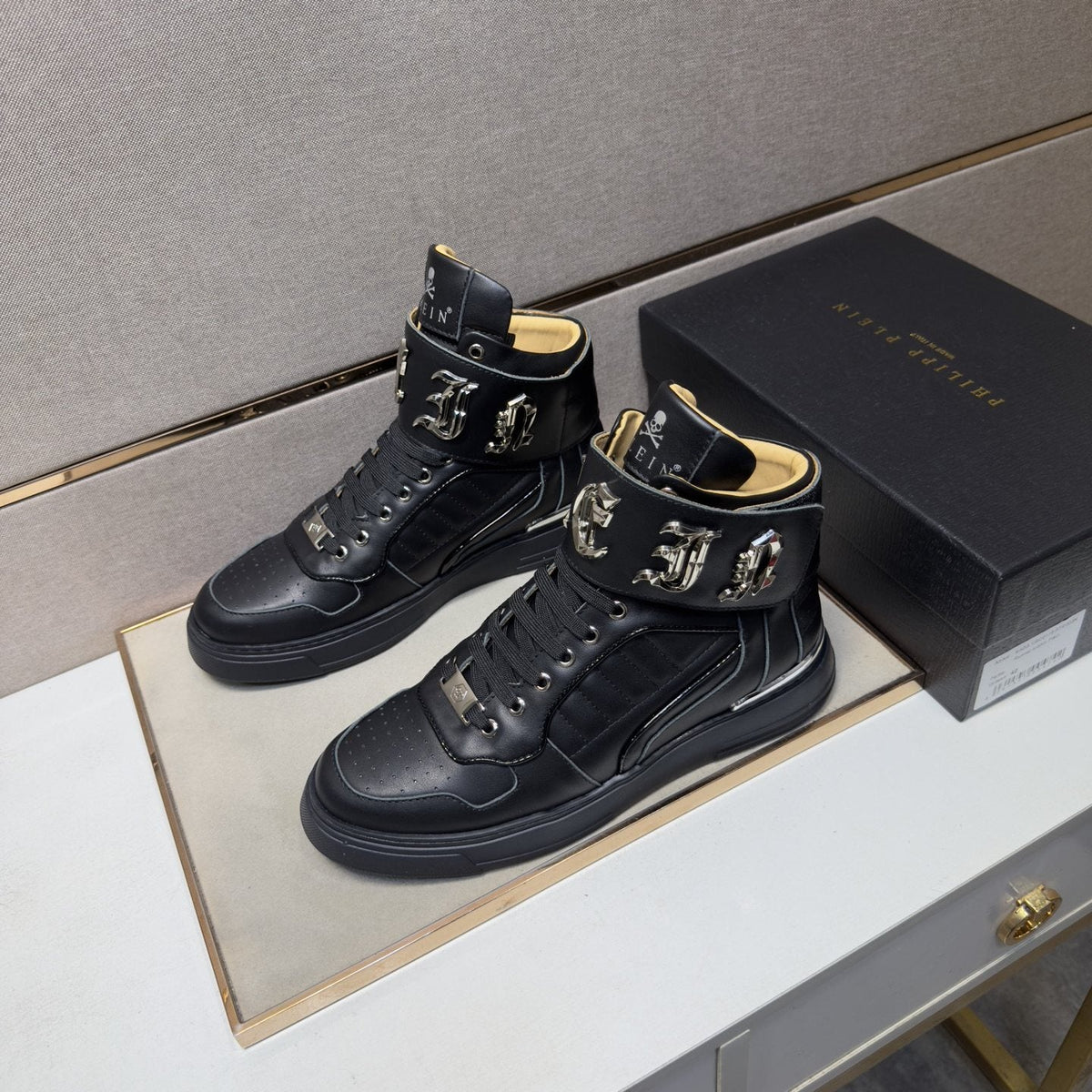 Philipp Plein Buckle-Strap High-Top Sneakers