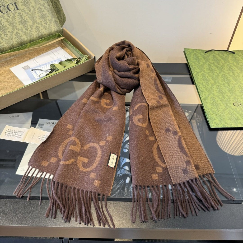 Gucci Reversible GG Fringed Scarf