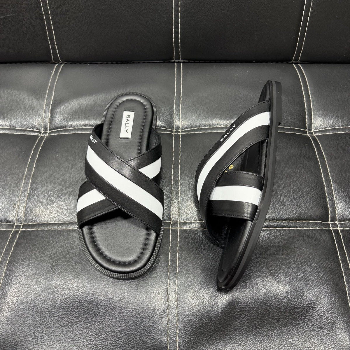 Bally Cross-Strap Slide Sandals