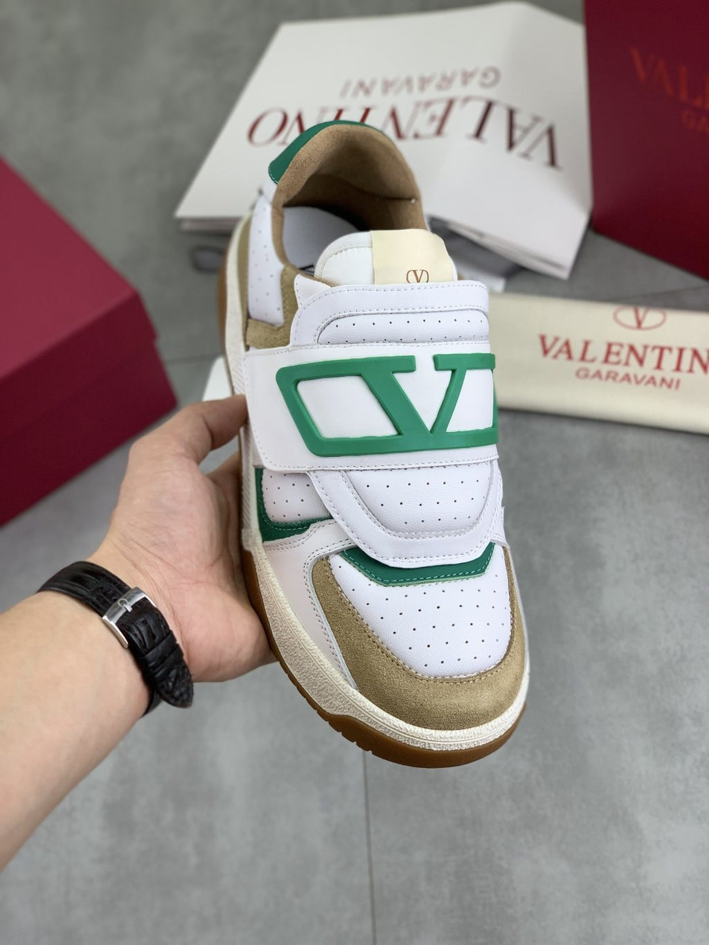 Valentino Double-Strap Low-Top Sneakers