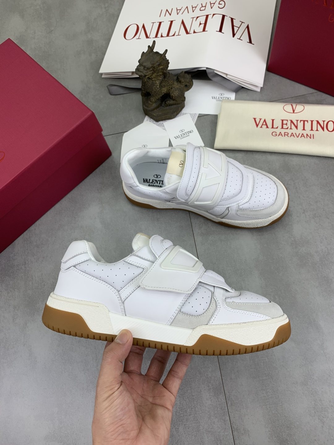 Valentino Double-Strap Low-Top Sneakers