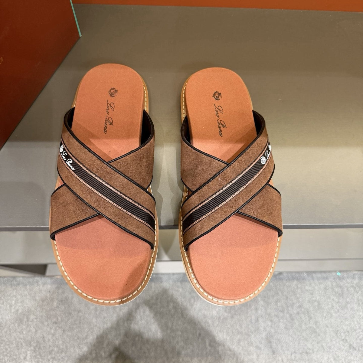 Loro Piana Men's Crisscross Slide Sandals - Cross Straps