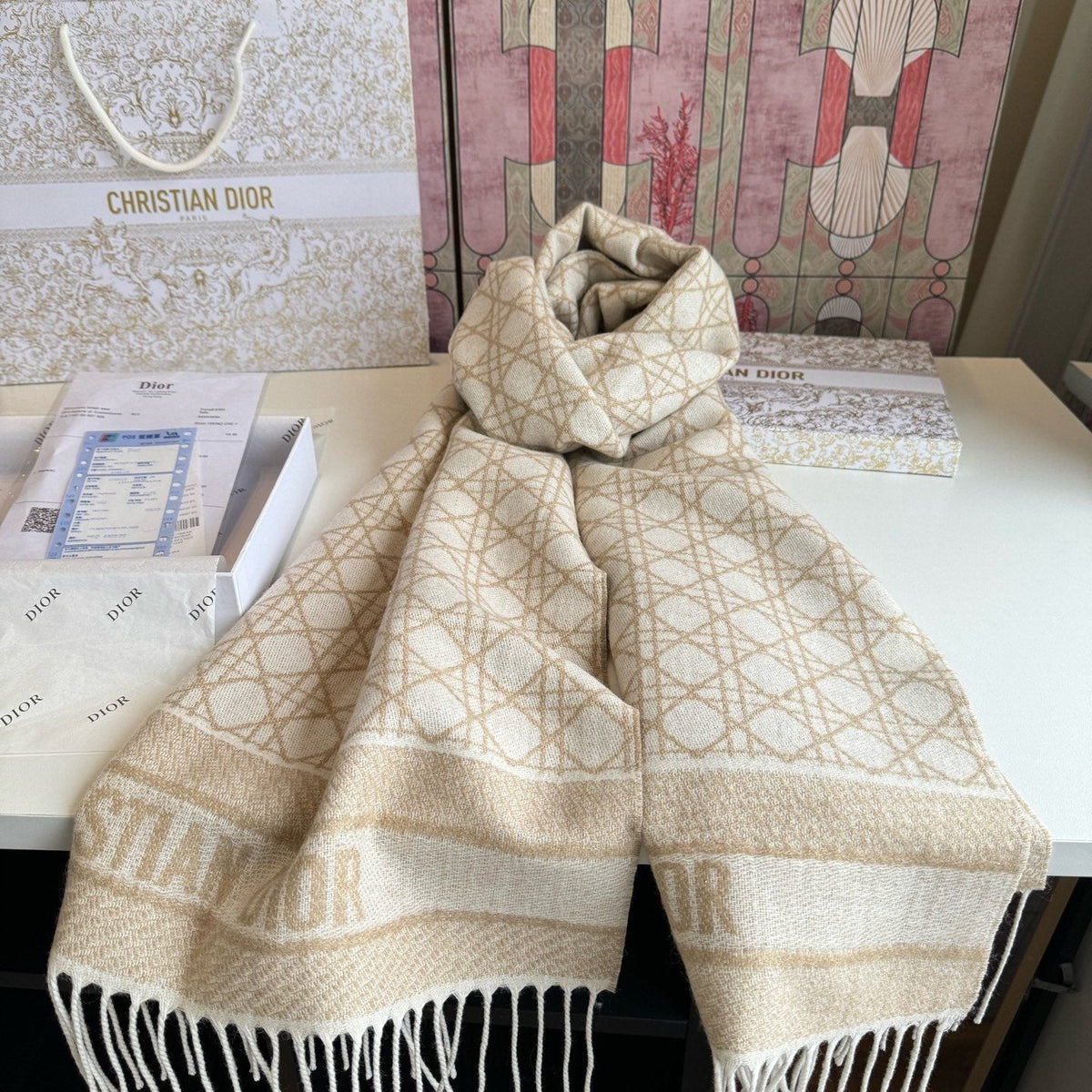 Dior Geometric Fringe Scarf