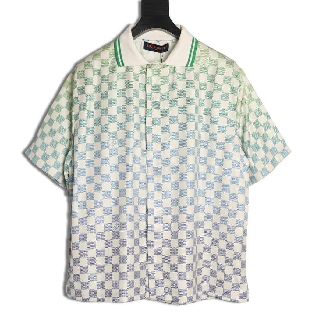 Louis Vuitton Gradient Checkerboard Short-Sleeve Shirt - Mint Grey