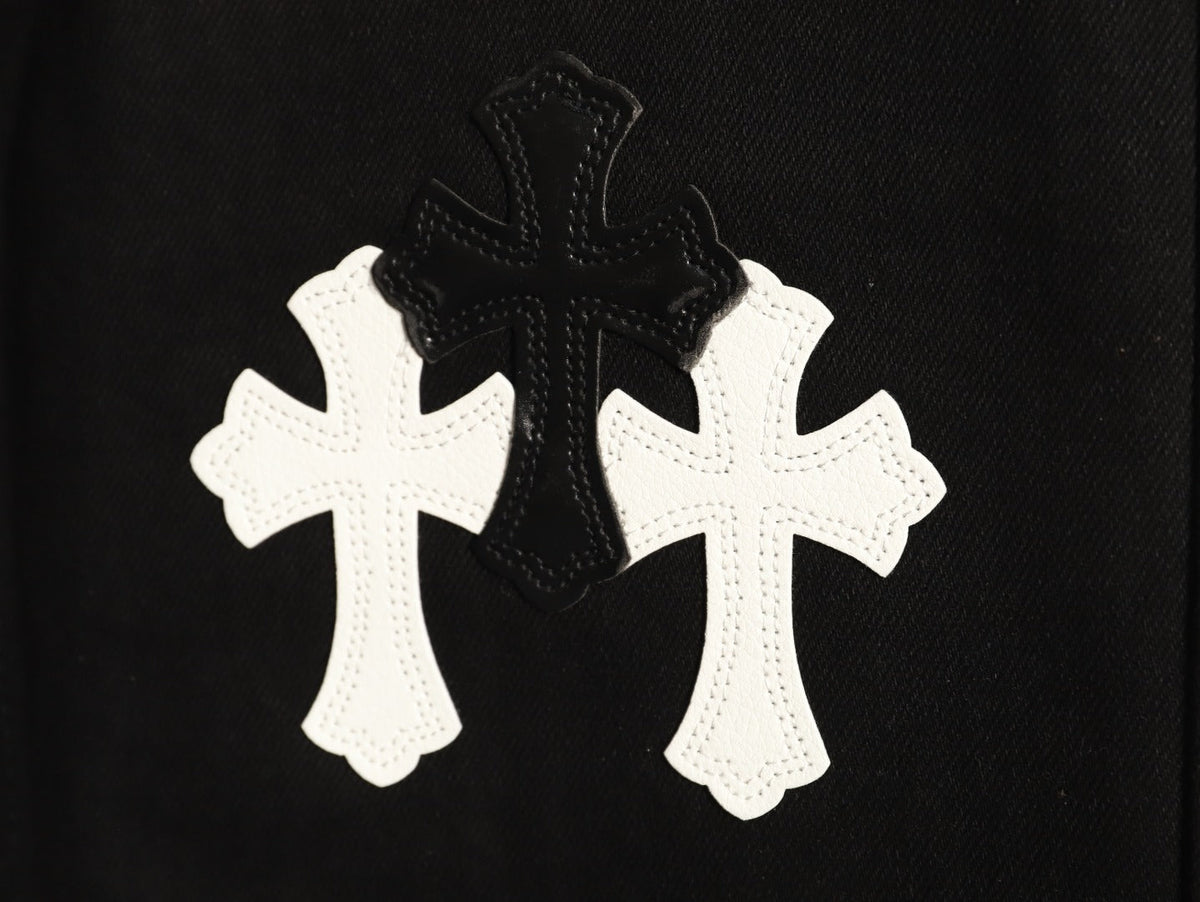 Chrome Hearts Cross-Motif Jeans with Back Lettering - Black/White