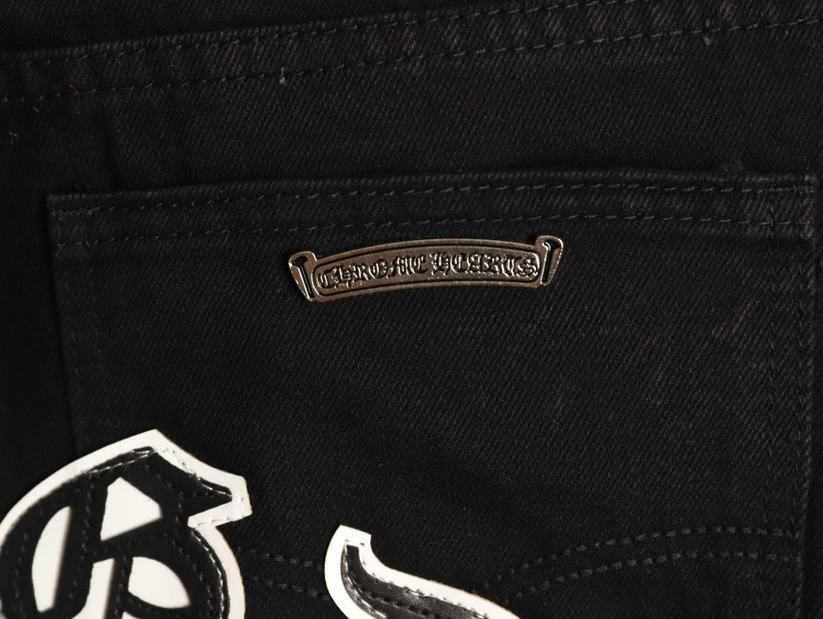 Chrome Hearts Cross-Motif Jeans with Back Lettering - Black/White