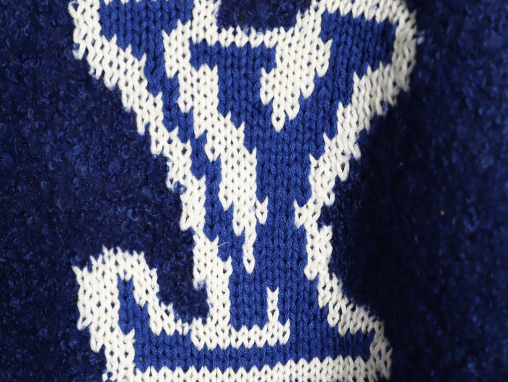 Louis Vuitton 22FW Large LV-Motif Knit Sweater - Navy