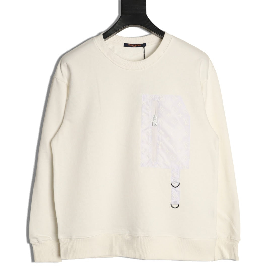 Louis Vuitton Zipper-Pocket Crewneck Sweatshirt - Cream