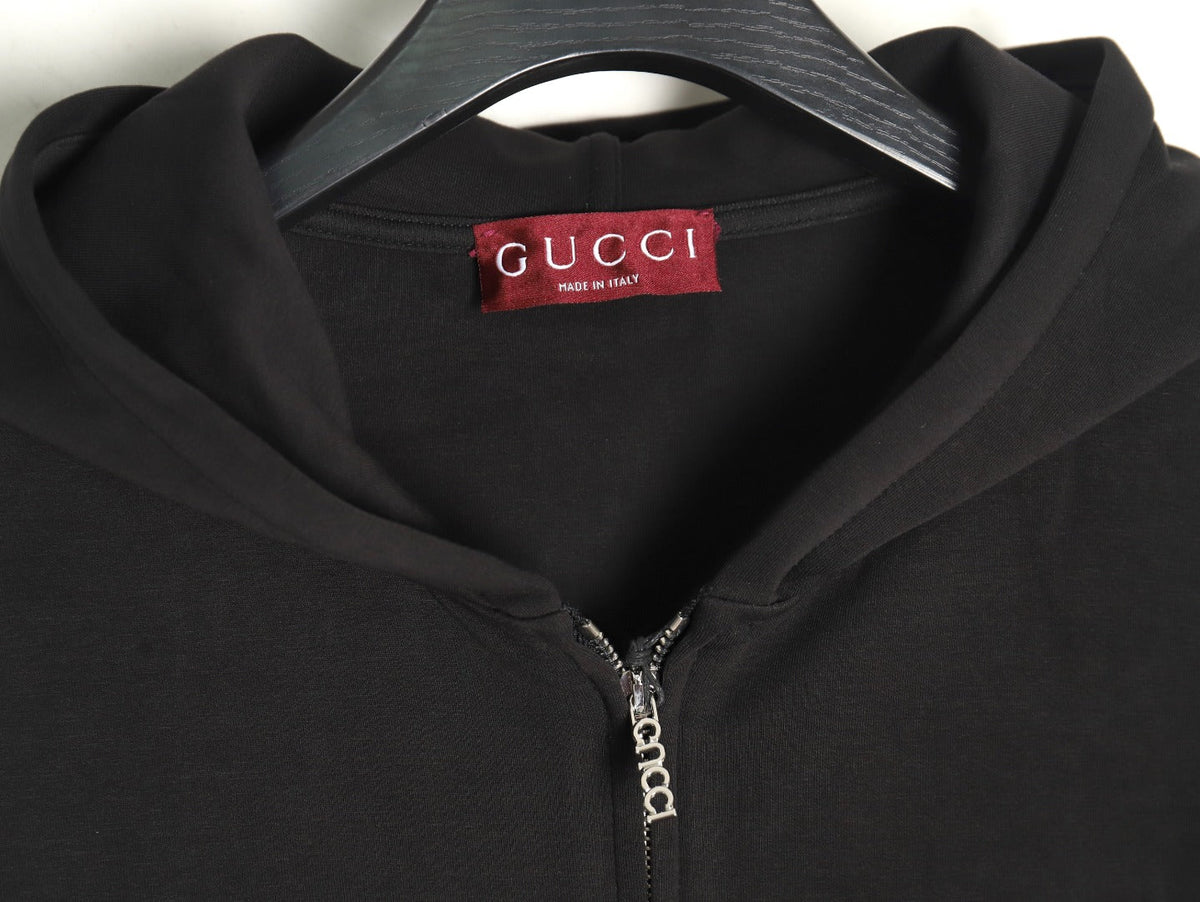Gucci Small-Logo Full-Zip Hoodie - Black