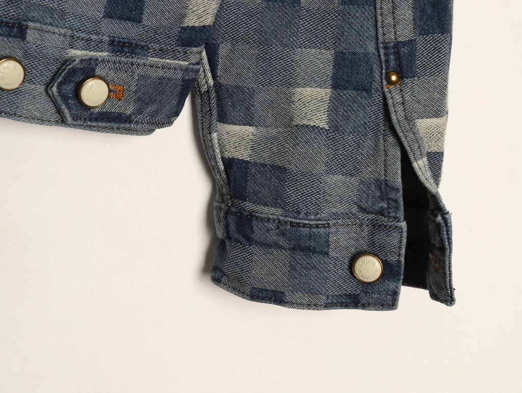 Louis Vuitton Mosaic-Style Denim Jacket - Gray and Black